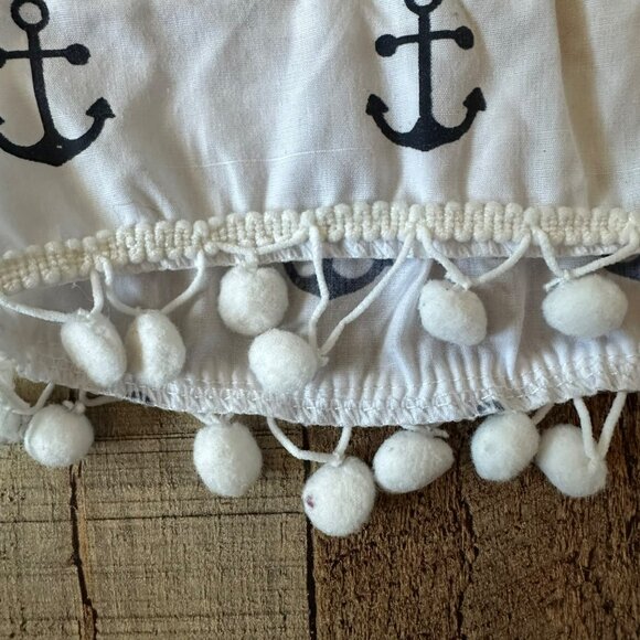 Nautical Anchor Print Toddler Halter Top With Polka Dot Straps & Pom-Pom Trim - Picture 4 of 7